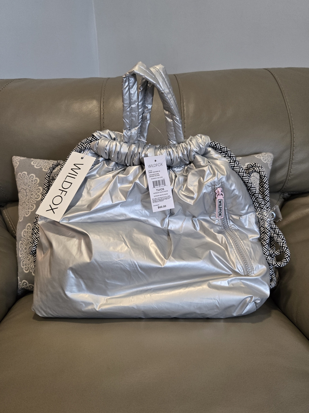 Wildfox Silver Puffer Backpack NWT